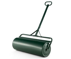 Costway63L Rouleau à Gazon de Jardin en Métal avec Largeur de 90 cm & Poignée de Préhension Détachable Rouleau de Pelouse Rempli d'Eau/Sable Vert