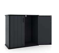 CostwayAbri de Jardin avec Plancher Coffre de Rangement Toit Rainuré Abri à Outils en PP et HDPE Imperméable 120 x 65 x 117 cm Noir