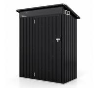 CostwayAbri de Jardin en Acier Galvanisé 150x89x185 cm Remise à Outils 1,8 m³ Cabanon Extérieur avec Toit Incliné Évent d?Aération Gris