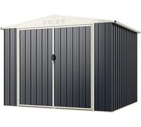 CostwayAbri de Jardin Métallique Abri de Rangement Extérieur Résistant aux Intempéries et Antirouille en Acier Coloré avec Porte Verrouillable Gris