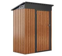 CostwayAbri de Rangement Toutes Saisons Abri à Outils Utilitaire avec Toit en Pente Porte Ouvrante Aérations Cadre en Métal Galvanisé Beige