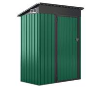 CostwayAbri de Rangement Toutes Saisons Abri à Outils Utilitaire avec Toit en Pente Porte Ouvrante Aérations Cadre en Métal Galvanisé Vert