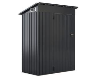 CostwayAbri de Rangement Toutes Saisons Abri à Outils Utilitaire avec Toit en Pente Porte Ouvrante Aérations Cadre en Métal Galvanisé Gris