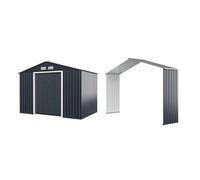 CostwayAbri en métal étendu-277 x 255 x 202 cm Cabane à outils verrouillable Gris