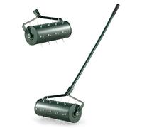 CostwayAérateur à Gazon Roulant de 44 cm Scarificateur Manuel avec Poignée Amovible Pointes de Dents pour Ameublir le Sol Aération de l'Herbe Vert