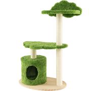 CostwayArbre à Chat 97 CM en Bois Poteau Griffoir Condo Plate-forme Perchoir Coussin Amovible Tour d'activités pour Chat Vert