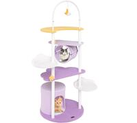 CostwayArbre à Chat à Plusieurs Niveaux Tour pour Chat de 158 cm Cadre en Métal Perchoir Surdimensionné Plateformes de Saut Violet