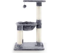 CostwayArbre à Chat avec Griffoir de Sisal Hamac Confortable Balle Suspendue à Jouer Grande Plate-forme 40 x 40 x 64cm Gris