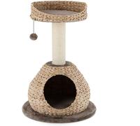 CostwayArbre à Chat avec Griffoir en Sisal Plateforme de Chat 1 Balle de Jeu Naturel et Café 48x48x70,5 cm