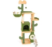 CostwayArbre à Chat Cactus 160 CM d'Intérieur Tour pour Chat Multi-niveaux avec Poteaux à Griffer en Sisal et Planche Condo Perchoirs Rembourrés