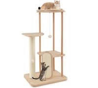 CostwayArbre à Chat en Bois Pour Chats Tour à Chat Moderne à Plusieurs Niveaux Planche à Gratter Poteau en Sisal Perchoir Rembourré