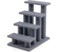 CostwayArbre à chat en escalier à 4 étages Centre d'activités pour chat en Cachemire et MDF 60,5x40x60cm Gris