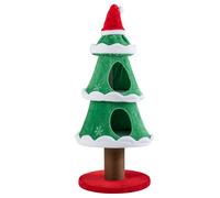 CostwayArbre à Chat en Forme d'Arbre de Noël Maison pour Chat Hauteur 130 CM avec 2 Niches et Poteaux à Griffer pour Petites Chats Vert