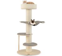CostwayArbre à Chat Moderne de 120cm Tour pour Chat en Bois à Plusieurs Niveaux Griffoirs en Sisal Epais Tapis en Sisal Hamac 2 Plateformes Gris