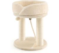 CostwayArbre à Chat Tour d'Arbre Griffoir 2 Plateformes avec Perchoir à Dessus Souple Boule de Fourrure Corde en Sisal Beige