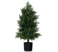 CostwayArbre Artificiel de Pin 80CM avec Pot en Plastique Faux Cèdre Topiaire avec Feuilles Résistantes à la Lumière Fausse Plante