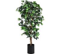 CostwayArbre Artificiel Grand Ficus 180 CM avec Cannes pour Décoration 1008 Feuilles