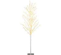 CostwayArbre de Bouleau Éclairé de 186 Cm Arbre de Noël Artificiel avec 168 Lumières Led Blanc Chaud Piquets en Métal Décoration de Fête de Noël