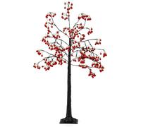 CostwayArbre de Décoration de Noël 150 CM Arbre Artificiel Noël Illuminé avec Branches Flexibles 384 Boules Rouges 480 Lumières LED Blanc Chaud