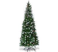 CostwayArbre de Noël Artificiel 180CM Aiguilles en PVC avec Neige 630 Branches Support Métallique pour Maison Bureau Magasins Vert