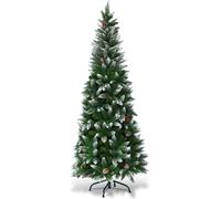 CostwayArbre de Noël Artificiel 180CM Aiguilles en PVC avec Neige 630 Branches Support Métallique pour Maison Bureau Magasins Vert