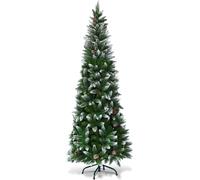 CostwayArbre de Noël Artificiel 220CM Aiguilles en PVC avec Neige 720 Branches Support Métallique pour Maison Bureau Magasins Vert