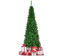 CostwayArbre de Noël Artificiel 225 cm avec 150 Lumières LED Sapin Artificiel avec 1085 Branches