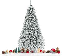 CostwayArbre de Noël Artificiel 225 CM avec 450 LED 1010 Branches Matériel PVC Sapin de Noël avec Socle en Métal Décoration de Noël