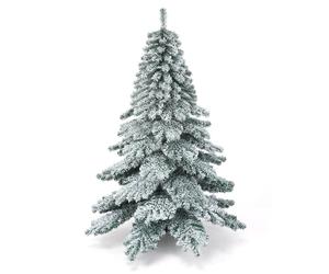 CostwayArbre de Noël Artificiel à Flocons de Neige 180cm avec Charnières Support Métallique Pliable et 657 Branches
