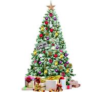 CostwayArbre de Noël Artificiel Couvert de Flocons de Neige Décoration de Noël avec Base en Métal Adapté pour Bureau Maison 230cm