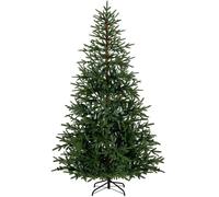 CostwayArbre de Noël Artificiel Pré-éclairé 210CM Arbre de Noël Articulé avec 300 Lumières LED Blanc Chaud&Multicolore 11 Modes 678 Branches Vert