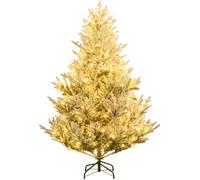 CostwayArbre de Noël Artificiel Pré-Éclairé de 180 cm Sapin de Noël Articulé avec Flocage Neigeux 762 Branches 340 LED Blanc Chaud 13 Modes
