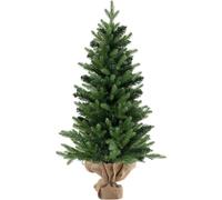 CostwayArbre de Noël de Table H90CM dans Sac de Lin Sapin Epicéa en PVC+PE avec Fonction de Minuterie 363 Branches 50 Lumières LED