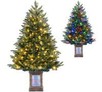 CostwayArbre de Noël Lumineux avec 11 Modes d'Éclairage 299 Branches Base Pot Décorative Décoration Fête Maison Bureau