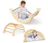 CostwayArche d?Escalade Montessori 3 en 1 à Bascule Coussin Moelleux pour Grimper ou Se Reposer Utilisable Intérieur/Extérieur Naturel