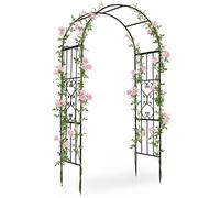 CostwayArche De Jardin 117×57×231CM Tonnelle Incurvée En Métal Support Plantes Grimpantes Décoration Extérieure Mariage Fête Rosier Noir