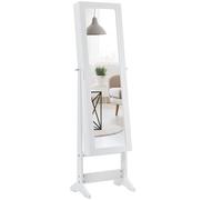 CostwayArmoire à bijoux sur Pied avec Miroir Armoire de Rangement Cosmétiques 3 Positions Réglables Blanc