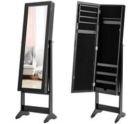 CostwayArmoire à bijoux sur Pied avec Miroir Coffre à Bijoux Armoire de Rangement Cosmétiques 3 Positions Réglables Noir