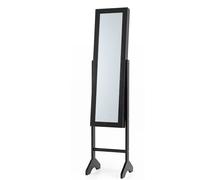 CostwayArmoire à Bijoux sur Pied avec Miroir Pleine Longueur 50 Fentes Bagues 36 Emplacements Boucles d?Oreilles 10 Crochets Colliers Noir