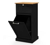 CostwayArmoire à Linge avec Panier à Linge Inclinable Armoire Autoportante avec Tiroir Armoire de Rangement avec pour Salle de Bain Chambre Buanderie Noir