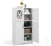 CostwayArmoire autoportante avec Portes et étagères Ajustables Meuble de Rangement Autoportant pour Salle de Bain Salon Entrée 60 x 30 x 108 cm Blanc
