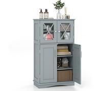 CostwayArmoire autoportante avec Portes et étagères Ajustables Meuble de Rangement Autoportant pour Salle de Bain Salon Entrée 60x30x108cm Gris