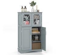 CostwayArmoire autoportante avec Portes et étagères Ajustables Meuble de Rangement Autoportant pour Salle de Bain Salon Entrée 60x30x108cm Gris