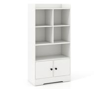 CostwayArmoire avec Portes Petite Bibliothèque avec 5 Compartiments de Rangement et 2 Portes Meuble De Rangement Autoportant Blanc