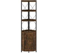 CostwayArmoire d'Angle avec Rangement à 5 Étagères Étagère d'Angle Haute de 180CM avec Garde-Corps Anti-Chute & 2 Kits Anti-Basculement Marron