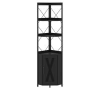 CostwayArmoire d'Angle avec Rangement à 5 Étagères Étagère d'Angle Haute de 180CM avec Garde-Corps Anti-Chute & 2 Kits Anti-Basculement Noir