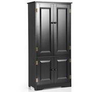 CostwayArmoire de Chambre avec 2 Porte de Style Vintage avec 2 Etagères Réglables à 5 Positions en MDF Noir