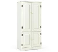 CostwayArmoire de Chambre avec 2 Porte de Style Vintage avec 2 Etagères Réglables à 5 Positions en MDF Beige