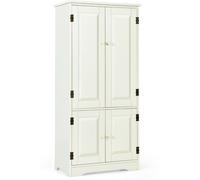 CostwayArmoire de Chambre avec 2 Porte de Style Vintage avec 2 Etagères Réglables à 5 Positions en MDF Beige