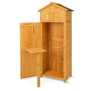 CostwayArmoire de Jardin en Bois Imperméable avec Toit Abri de Jardin avec Table Pliable Étagères et 8 Crochets 75x50x180,5CM